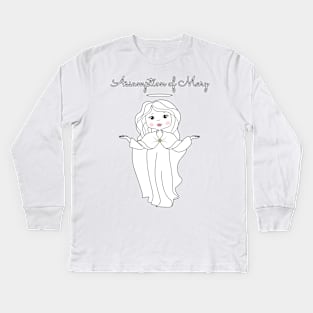 Assumption of Mary - Mary on Heaven - Our Lady of the Navigators Kids Long Sleeve T-Shirt